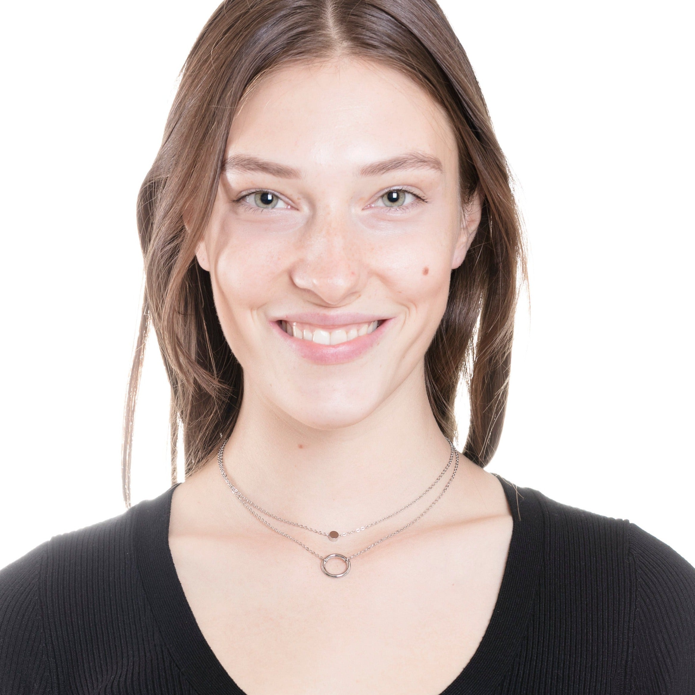 Collier Multi Rangs Pendentif Créole Argent